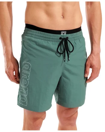 Pantaloni scurti de baie cu imprimeu logo Beach Boxer, Verde