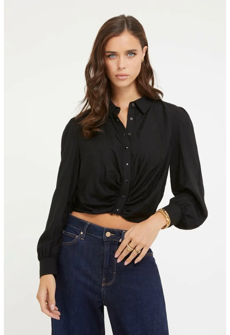 Camasa crop cu inchidere cu capse VENERE W3BH76, Negru