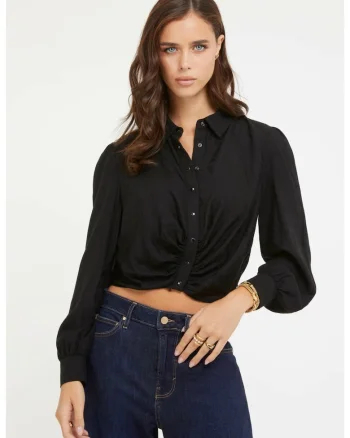 Camasa crop cu inchidere cu capse VENERE W3BH76, Negru