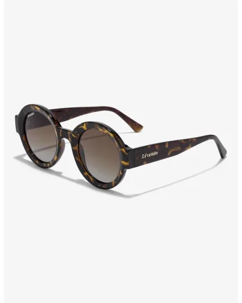 Ochelari de soare rotunzi cu lentile polarizate, Negru/Galben