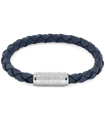 Bratara  Men’s Collection braided leather Argintiu, Albastru/Argintiu
