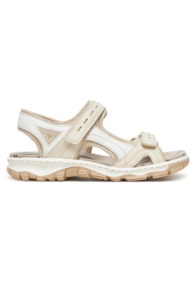 Sandale dama  bej, piele naturala, Alb/Bej