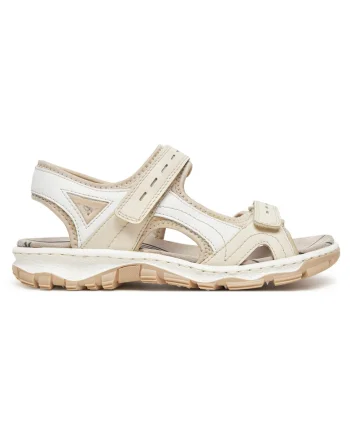 Sandale dama  bej, piele naturala, Alb/Bej