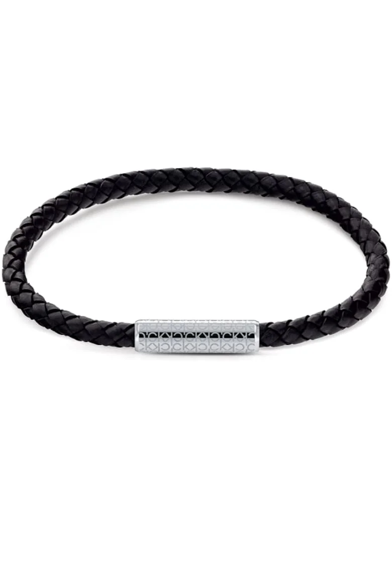 Bratara  Men’s Collection Braided Leather Argintiu, Negru/Argintiu