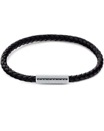 Bratara  Men’s Collection Braided Leather Argintiu, Negru/Argintiu