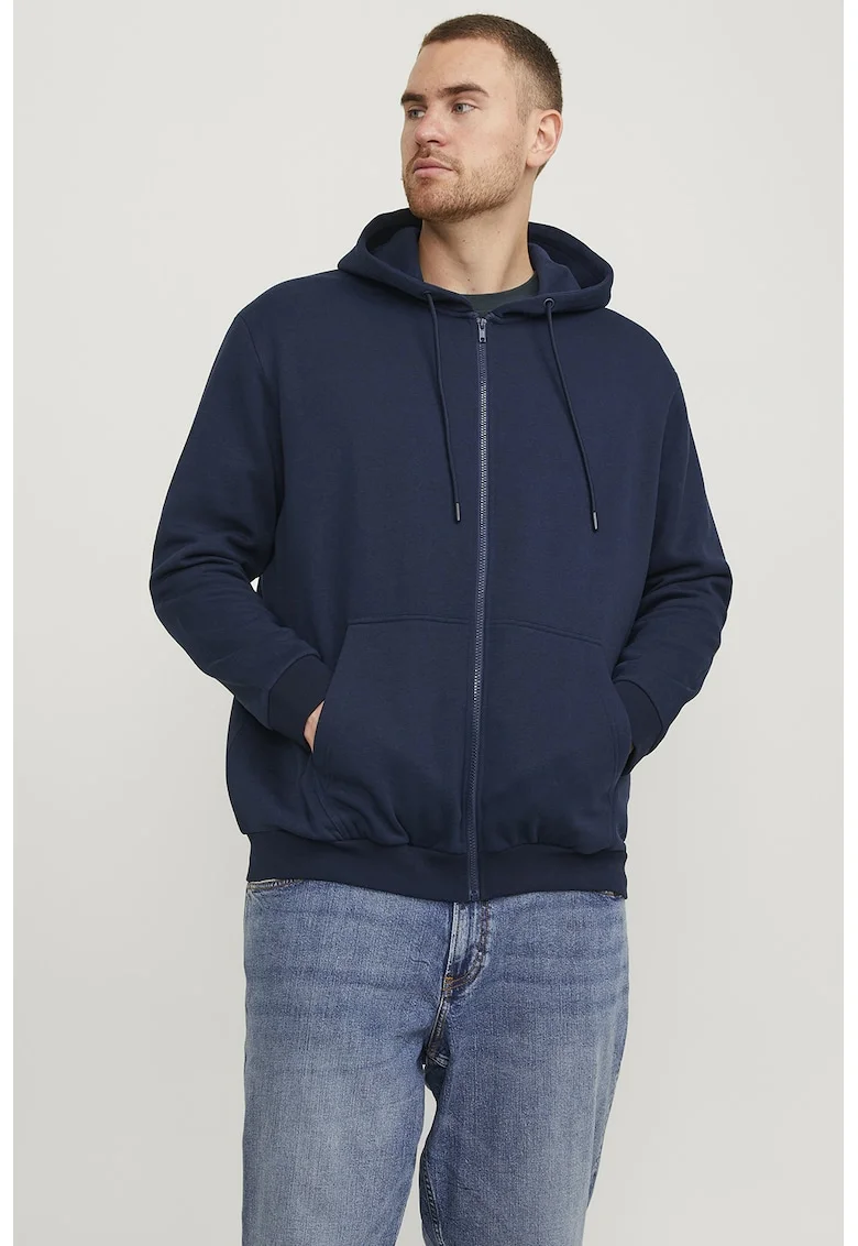Hanorac plus size cu fermoar, Bleumarin