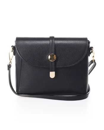 Geanta crossbody din piele cu bareta detasabila, Negru