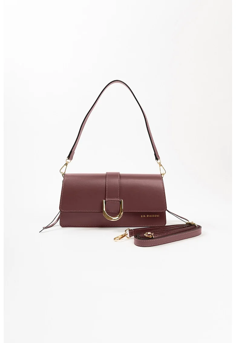 Geanta crossbody din piele cu bareta intersanjabila, Violet tyrian