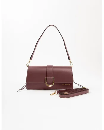 Geanta crossbody din piele cu bareta intersanjabila, Violet tyrian