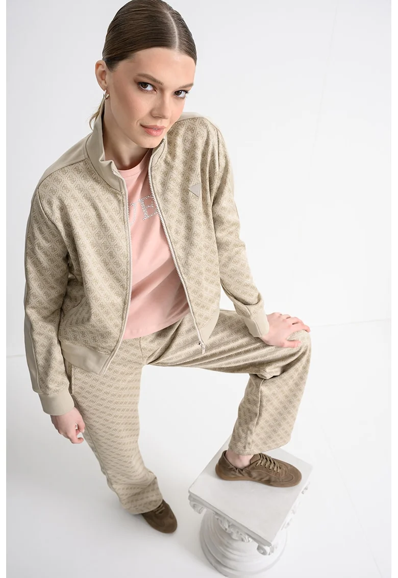 Bluza de trening cu croiala regular-fit si logo, Bej/Maro nisip