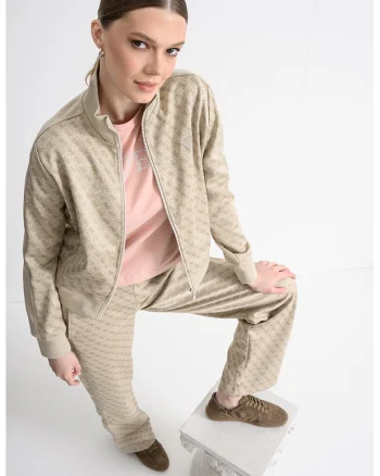 Bluza de trening cu croiala regular-fit si logo, Bej/Maro nisip