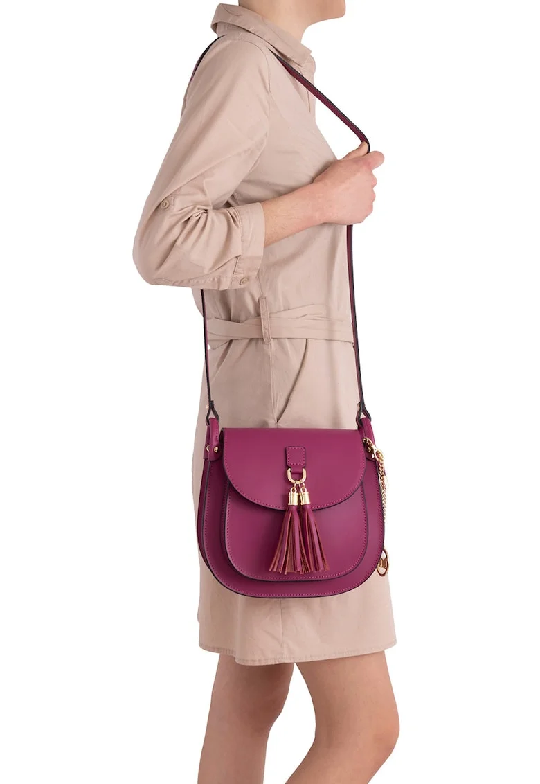 Geanta crossbody de piele cu canafi Farsaglia, Fucsia