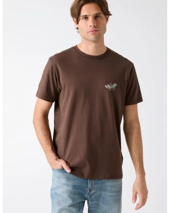 Tricou din bumbac cu imprimeu, Alb/Maro inchis