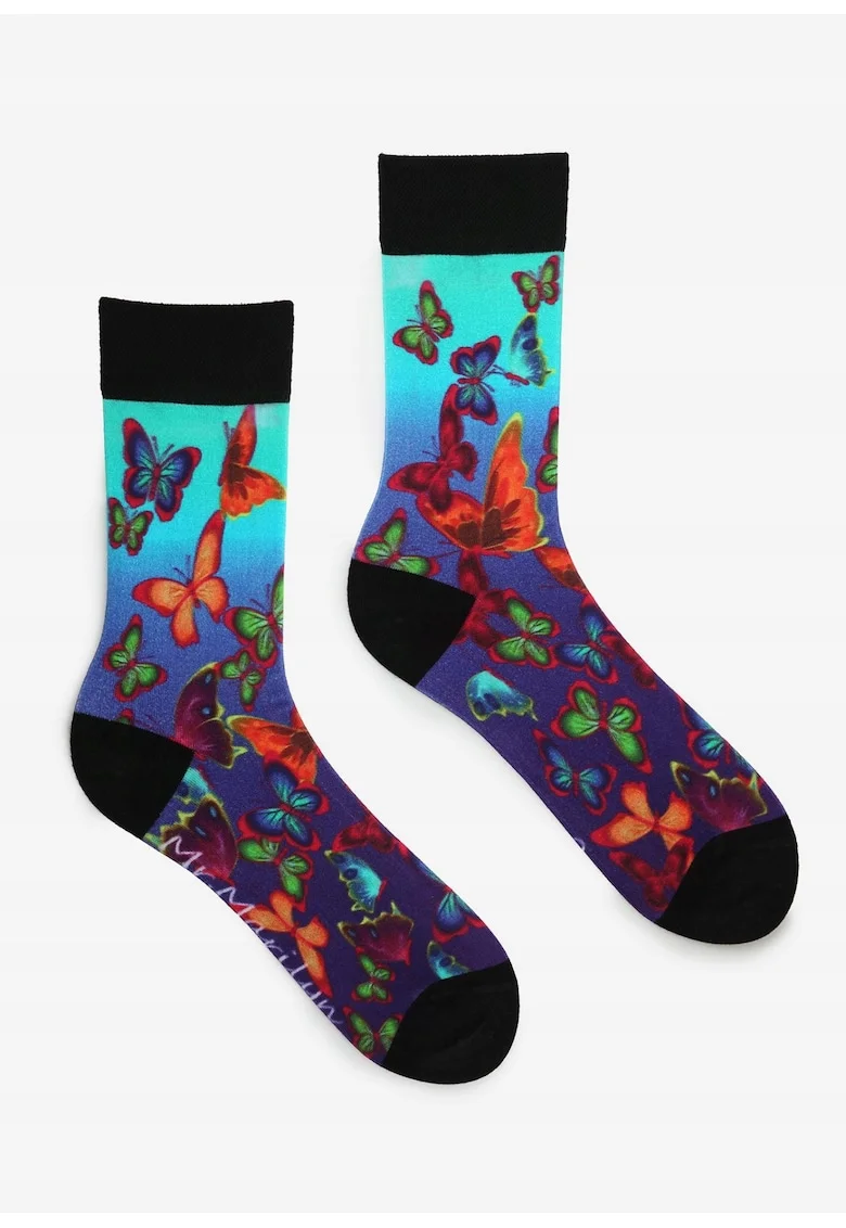 Sosete barbati,  Model fluturi, Bumbac/Poliamida/Elastan, Multicolor,