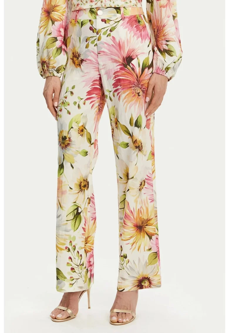 Pantaloni dama cu model floral  W5GB46, Multicolor