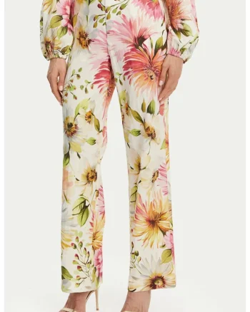 Pantaloni dama cu model floral  W5GB46, Multicolor