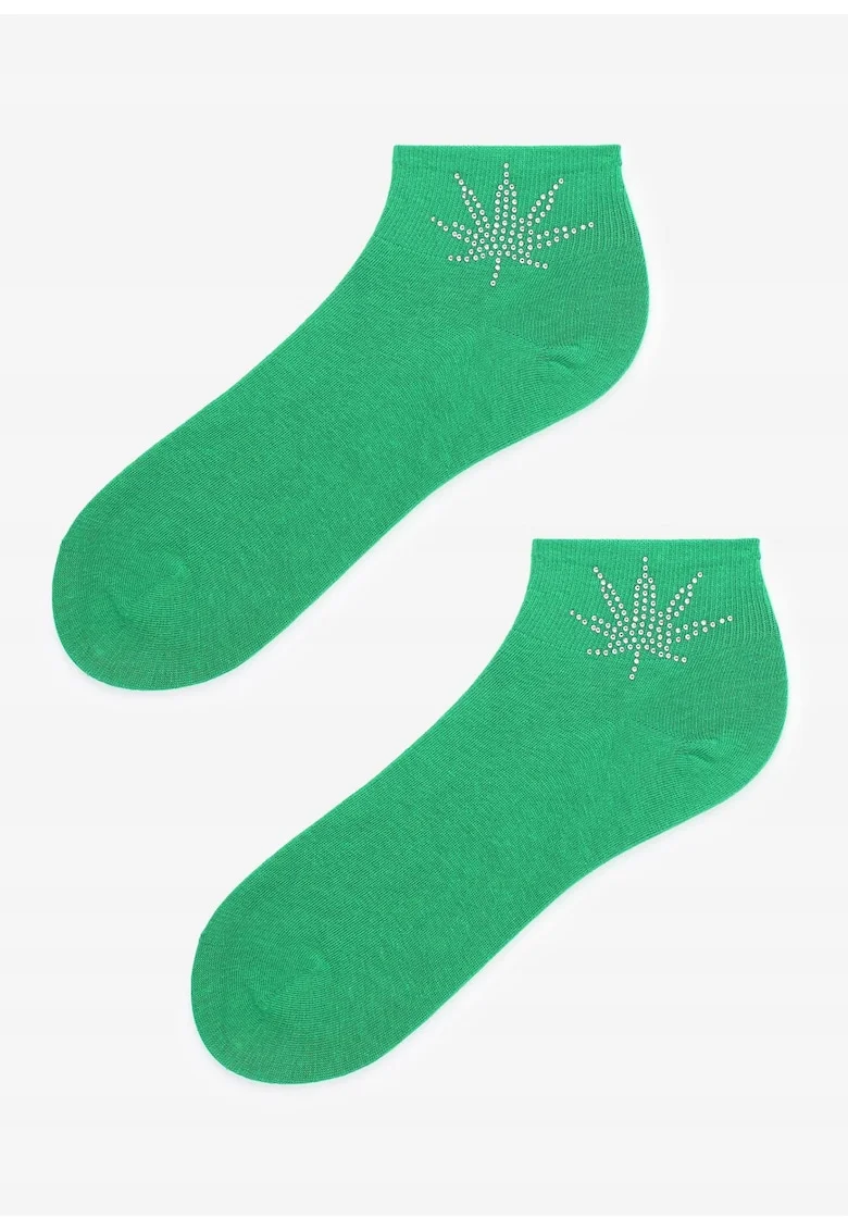 Sosete dama,  Bumbac/Poliamida, Verde/Argintiu,