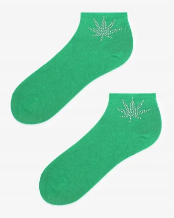 Sosete dama,  Bumbac/Poliamida, Verde/Argintiu,