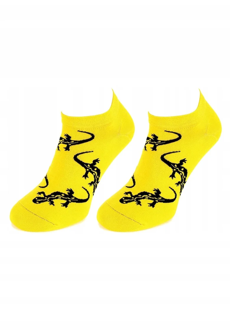 Sosete scurte barbati,  Model salamandra, Bumbac/Poliamida/Elastan, Galben/Negru,