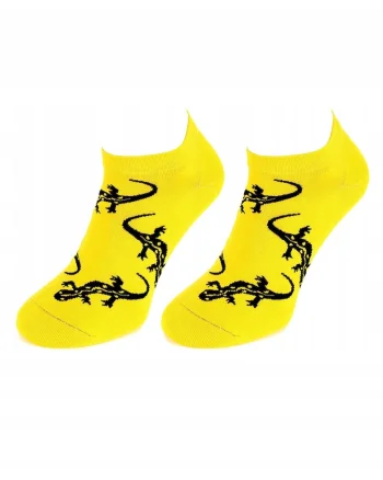 Sosete scurte barbati,  Model salamandra, Bumbac/Poliamida/Elastan, Galben/Negru,