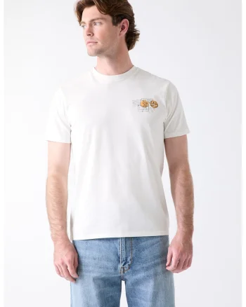 Tricou din bumbac cu imprimeu contrastant pe partea din spate, Alb/Roz pal/Ocru