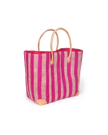 Geanta de plaja,  Poupee, Model dungi, 51 x 44/33 cm, Fucsia/Bej