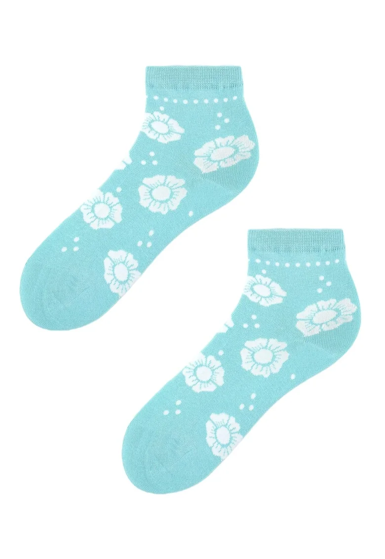 Sosete cu model floral,  Bumbac, Albastru,