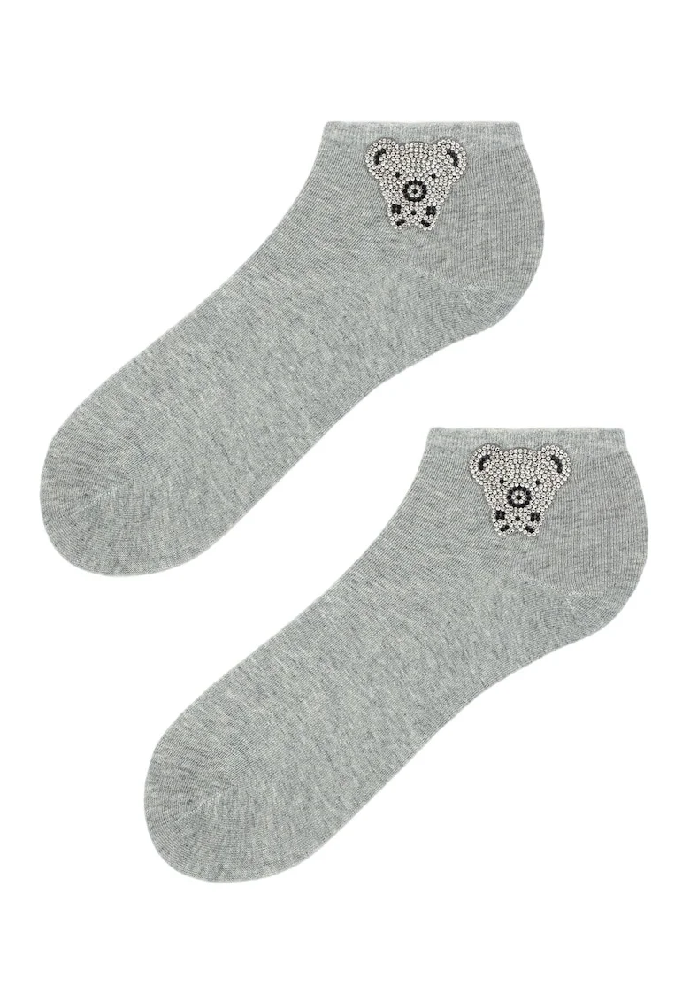 Sosete cu urs koala argintiu,  Bumbac, Gri, Marime universala