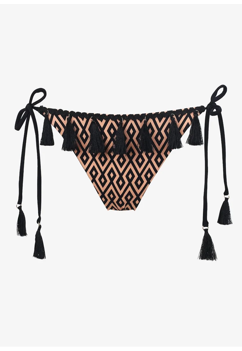 Slip de baie dama,  Poliamida/Elastan, Negru/Bej, Negru/Bej