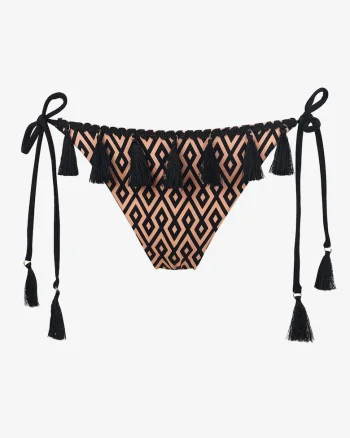 Slip de baie dama,  Poliamida/Elastan, Negru/Bej, Negru/Bej