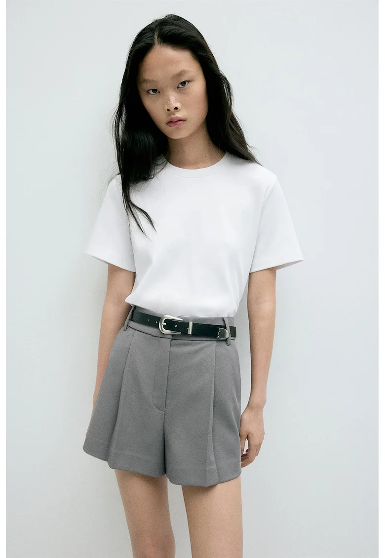 Tricou uni de bumbac, Alb