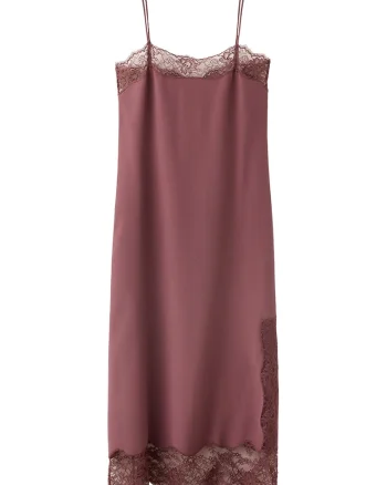 Rochie midi de satin, Violet pruna