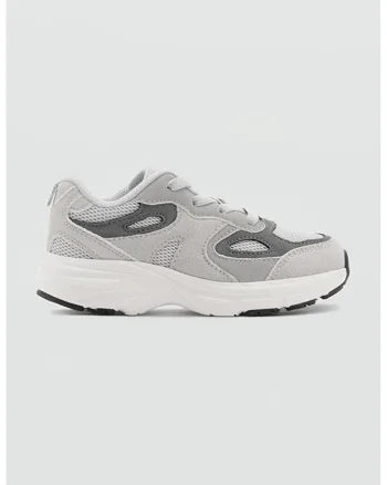 Pantofi sport de plasa cu garnituri de piele intoarsa, Gri deschis