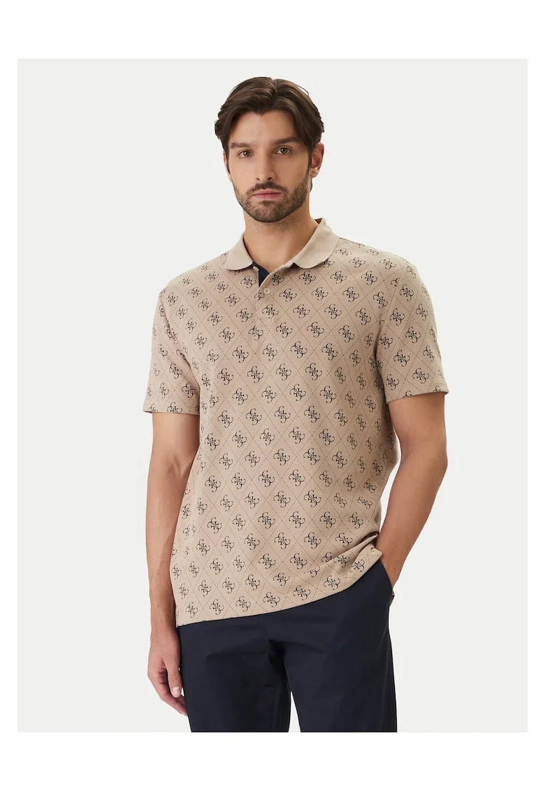 Tricou barbati,  bumbac si poliester, bej, 59% bumbac, 39% poliester, 2% elastan