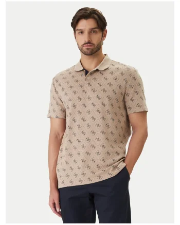 Tricou barbati,  bumbac si poliester, bej, 59% bumbac, 39% poliester, 2% elastan