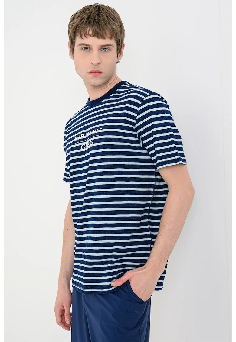 Tricou regular-fit din bumbac cu imprimeu pe piept, Albastru
