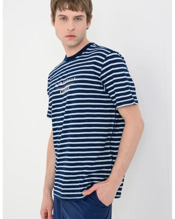 Tricou regular-fit din bumbac cu imprimeu pe piept, Albastru