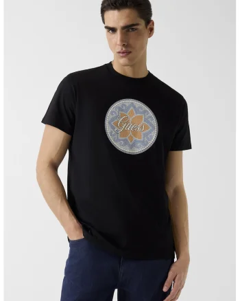 Tricou din bumbac cu imprimeu logo, Negru