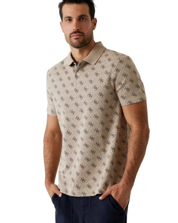 Tricou polo cu model logo, Negru/Maro deschis