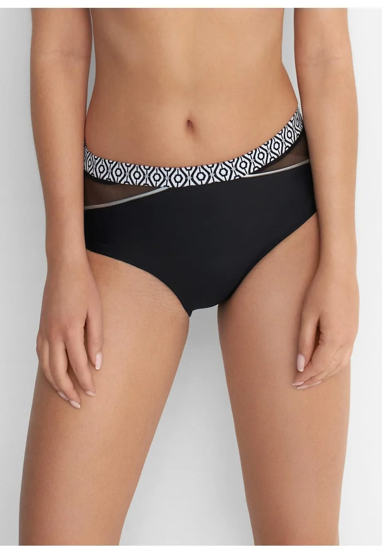 Slip de baie clasic  Acapulco 2, nailon/spandex, Alb/Negru