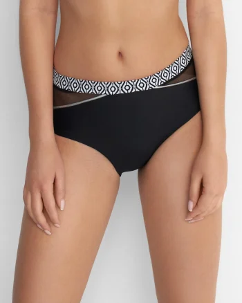 Slip de baie clasic  Acapulco 2, nailon/spandex, Alb/Negru