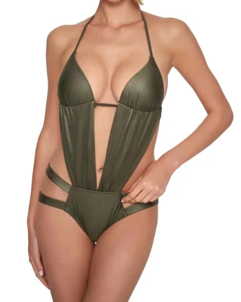 Costum de baie  Poliamida, Elastan, Verde masliniu