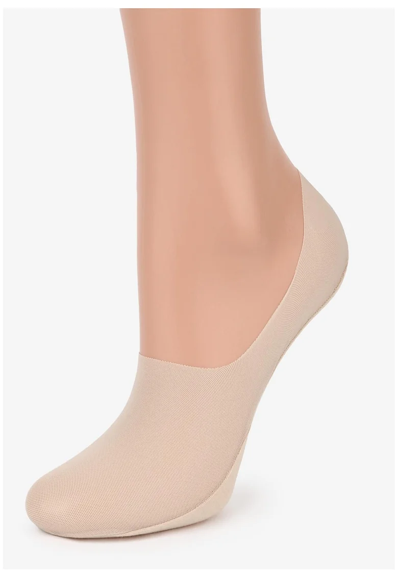 Sosete pentru femei,  Comfort Net High, din plasa respirabila, cu banda din silicon, croiala mai inalta, set 2, marimi 38-41, bej