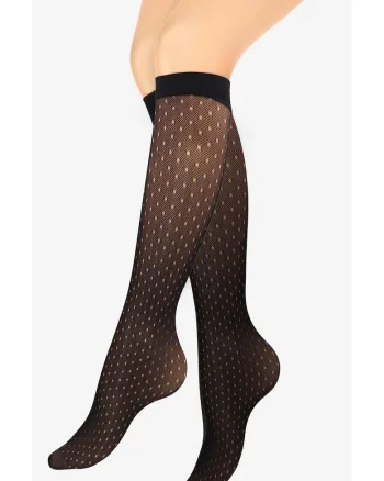 Ciorapi scurti pentru femei,  F29, cu dantela, cu buline, marime universala, negru