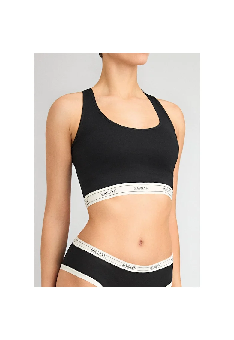 Top femei,  din bumbac respirabil, sportiv, Negru, Negru