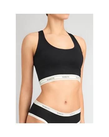 Top femei,  din bumbac respirabil, sportiv, Negru, Negru