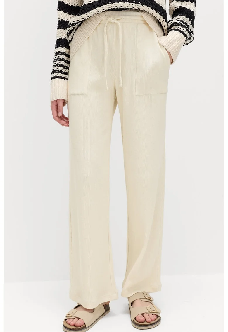 Pantaloni de trening cu croiala ampla si aspect texturat, Bej deschis