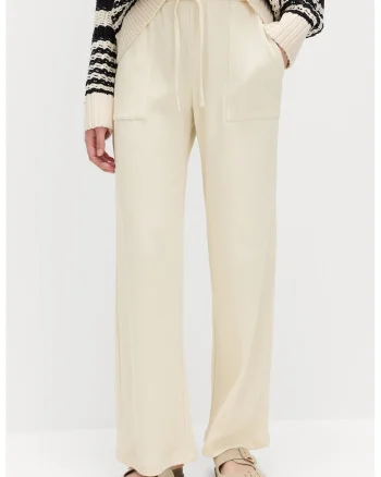 Pantaloni de trening cu croiala ampla si aspect texturat, Bej deschis