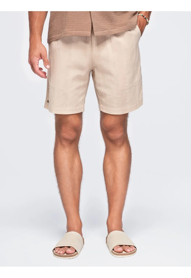 Pantaloni scurti barbati din bumbac, croi regulat, cu talie ajustabila OM-SRCS-0209, Bej