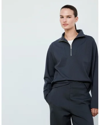 Bluza lejera de trening cu fenta cu fermoar, Gri carbune